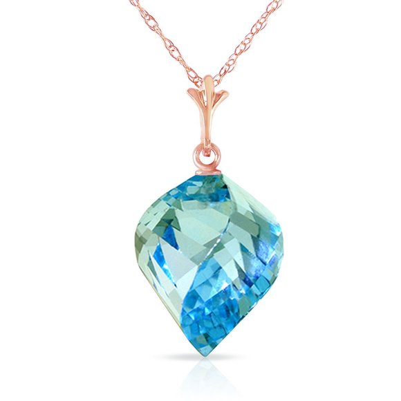 14K Gold Necklace Twisted Blue Topaz - Picture 3 of 7